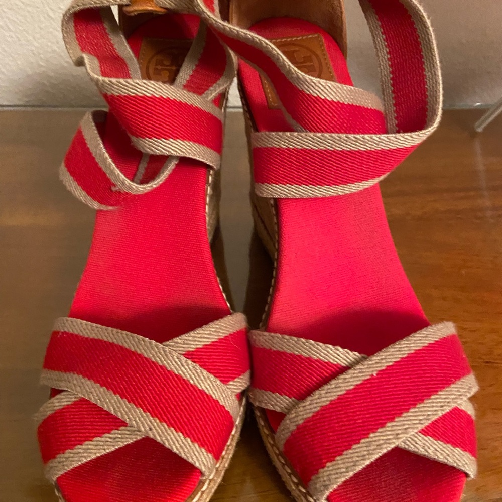 Tory Burch Red and Tan Women's Espadrilles